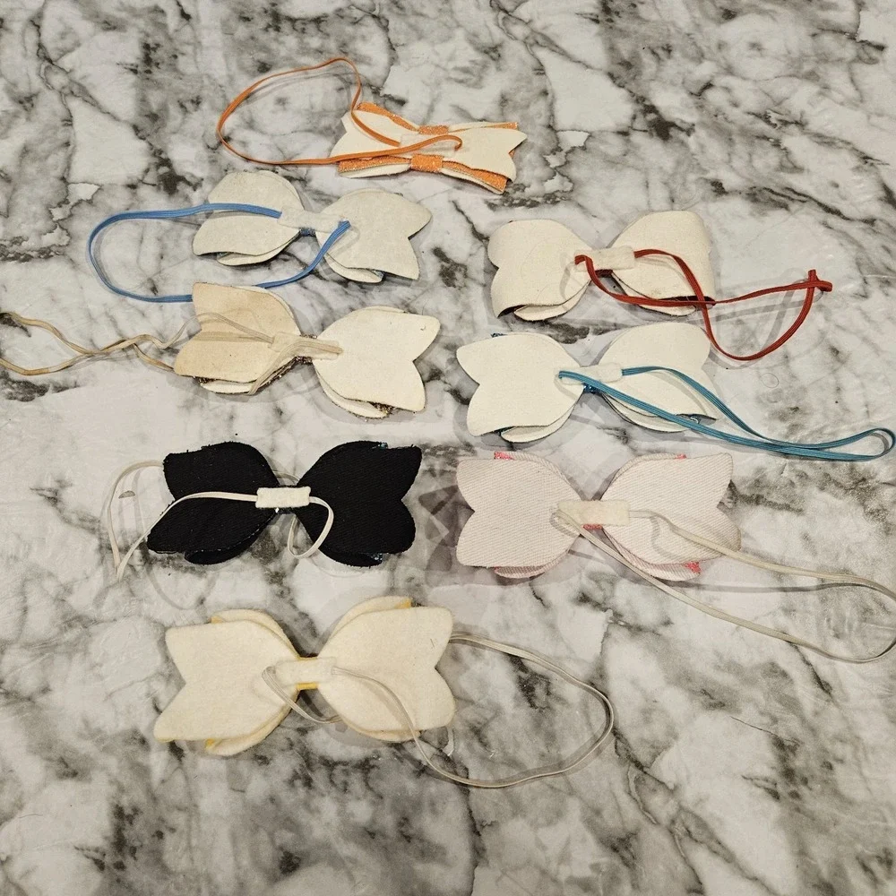 8 Large Bow Elastic Headbands‎ – Various Textures, Girls